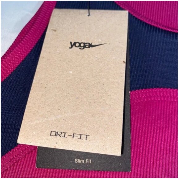 Nike Yoga NWT Women's Dri-Fit Fuchsia/Navy Athletic Top, Size Medium - Picture 7 of 7